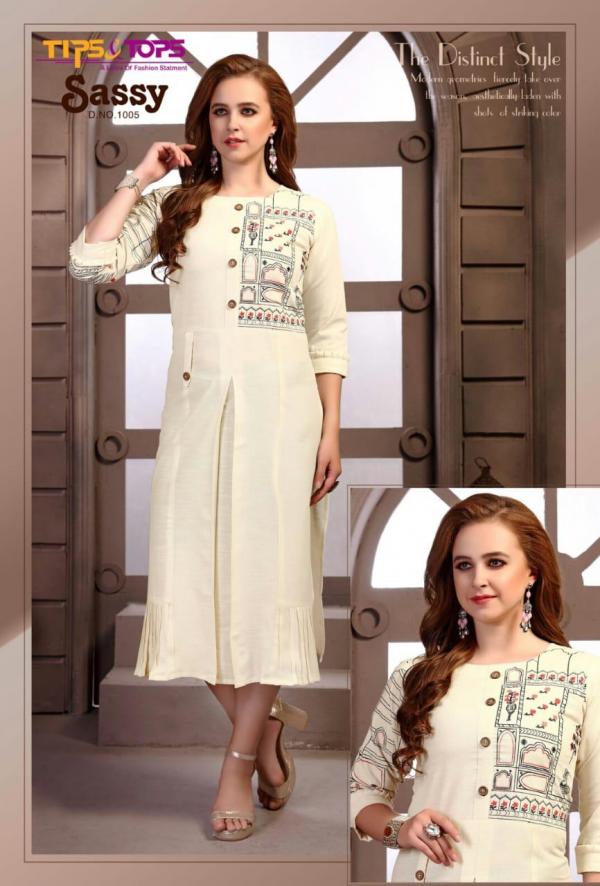 Tips & Tops Sassy-Cotton-With-Embroidery-Kurti